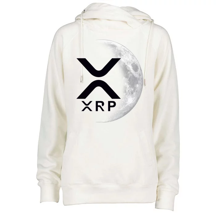 XRP Cryptocurrency To The Moon Womens Funnel Neck Pullover Hood