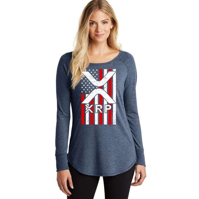 XRP Cryptocurrency USA American Flag Women's Perfect Tri Tunic Long Sleeve Shirt