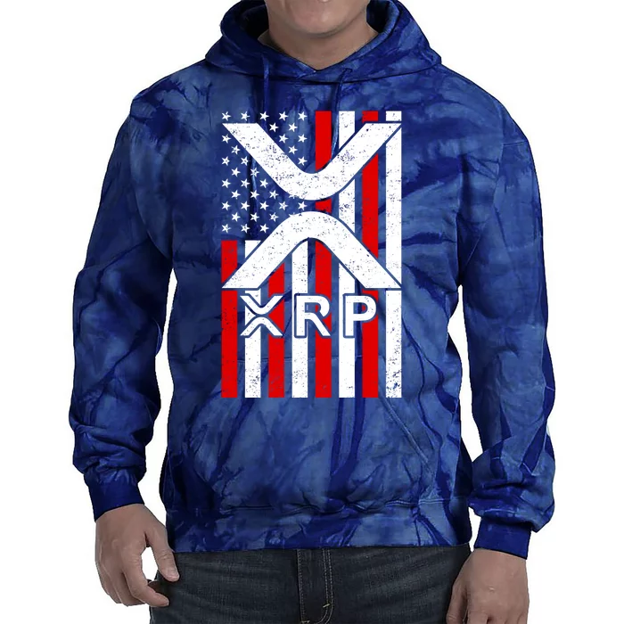 XRP Cryptocurrency USA American Flag Tie Dye Hoodie