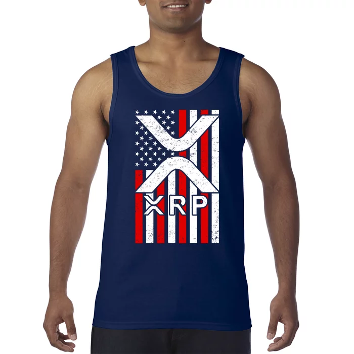 XRP Cryptocurrency USA American Flag Tank Top