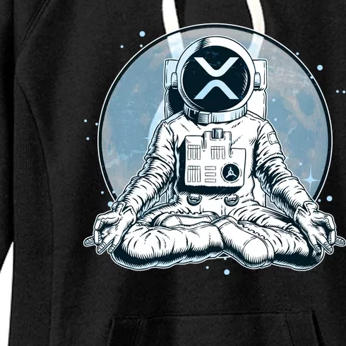 XRP Cryptocurrency Yoga Astronaut Moon Women's Fleece Hoodie