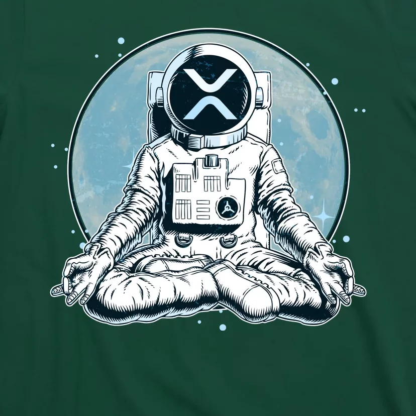 XRP Cryptocurrency Yoga Astronaut Moon T-Shirt