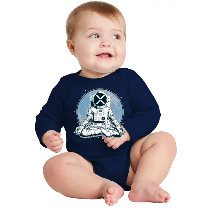 XRP Cryptocurrency Yoga Astronaut Moon Baby Long Sleeve Bodysuit