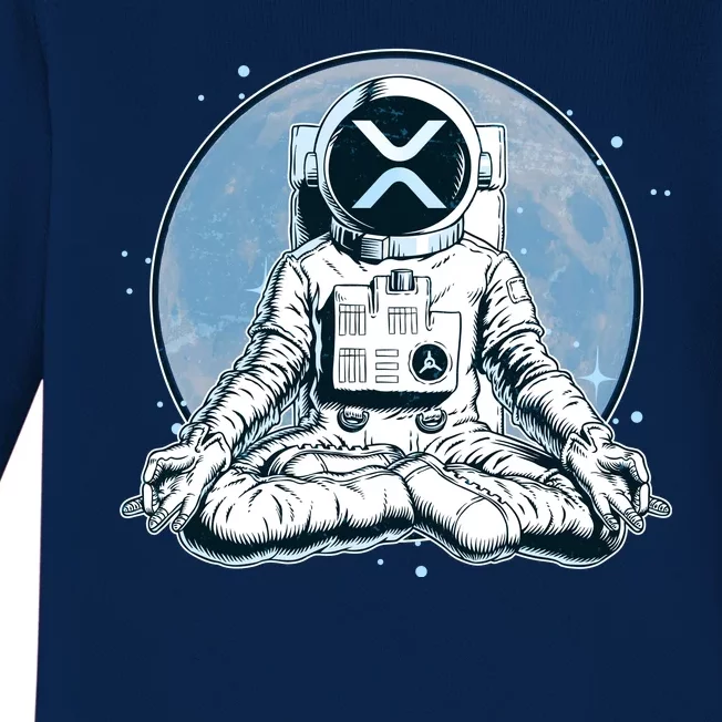 XRP Cryptocurrency Yoga Astronaut Moon Baby Long Sleeve Bodysuit