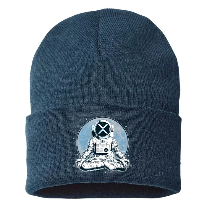 XRP Cryptocurrency Yoga Astronaut Moon Sustainable Knit Beanie