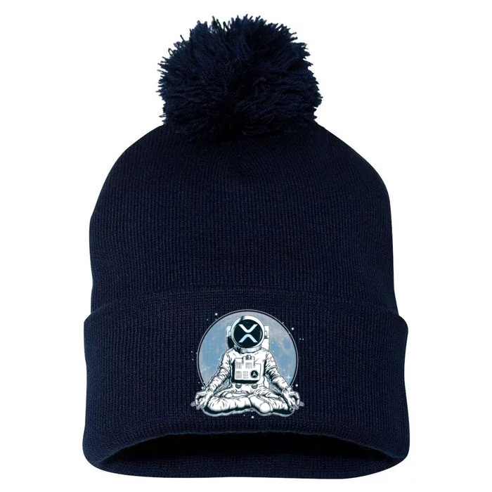 XRP Cryptocurrency Yoga Astronaut Moon Pom Pom 12in Knit Beanie