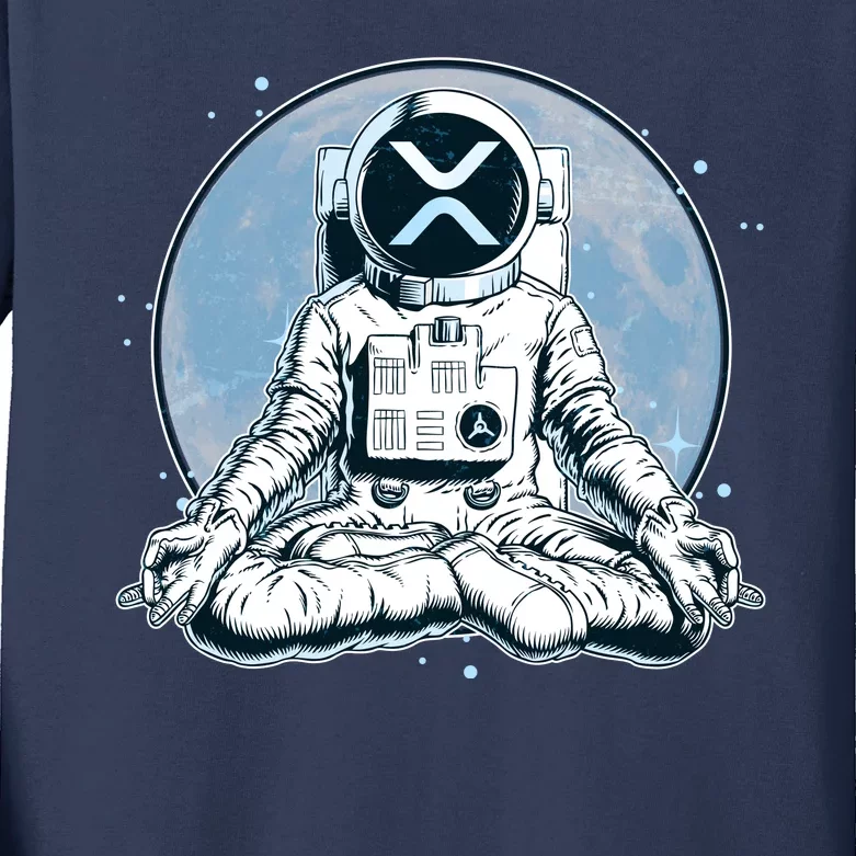 XRP Cryptocurrency Yoga Astronaut Moon Kids Long Sleeve Shirt