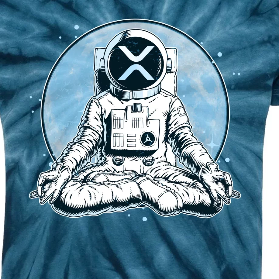 XRP Cryptocurrency Yoga Astronaut Moon Kids Tie-Dye T-Shirt