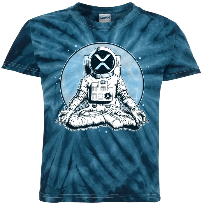 XRP Cryptocurrency Yoga Astronaut Moon Kids Tie-Dye T-Shirt