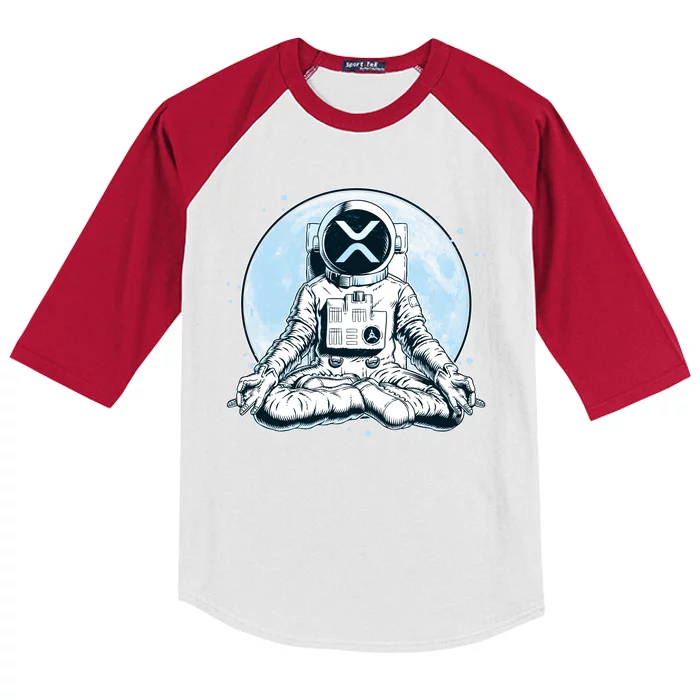 XRP Cryptocurrency Yoga Astronaut Moon Kids Colorblock Raglan Jersey