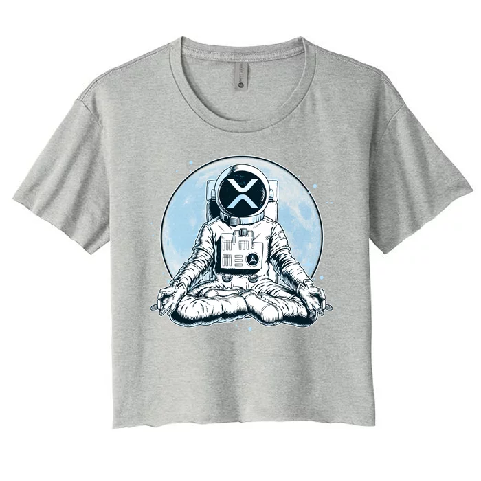 XRP Cryptocurrency Yoga Astronaut Moon Women's Crop Top Tee