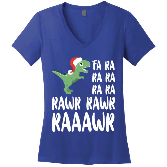 Xmas Dinosaur Funny Gift Fa Ra Ra Rawr Rawr Christmas Trex Gift Women's V-Neck T-Shirt