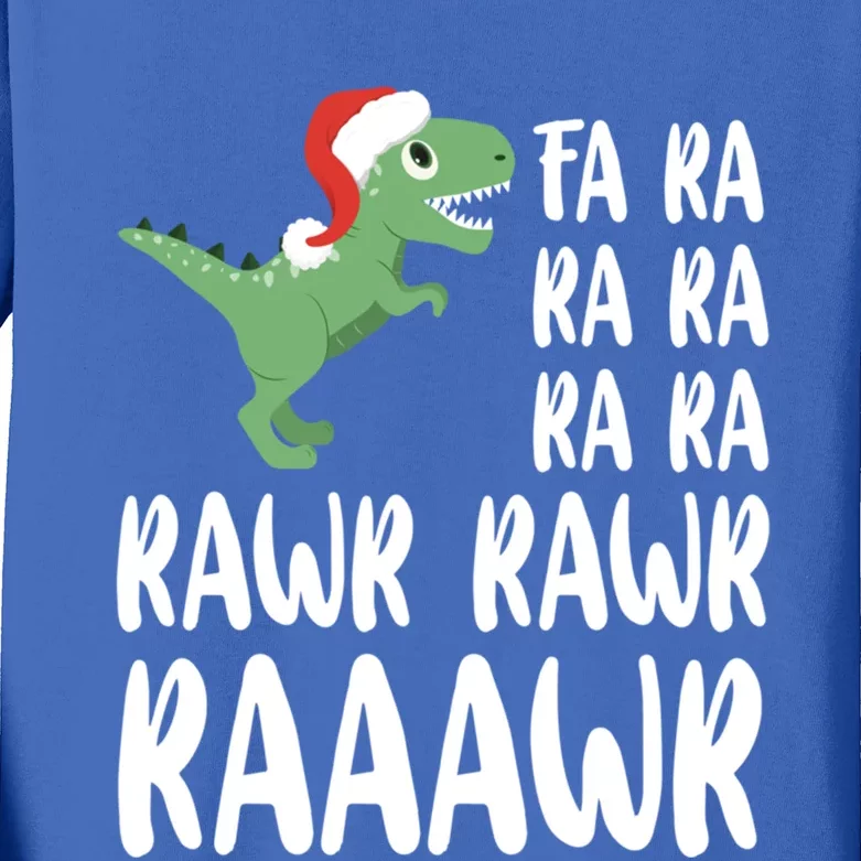 Xmas Dinosaur Funny Gift Fa Ra Ra Rawr Rawr Christmas Trex Gift Kids Long Sleeve Shirt