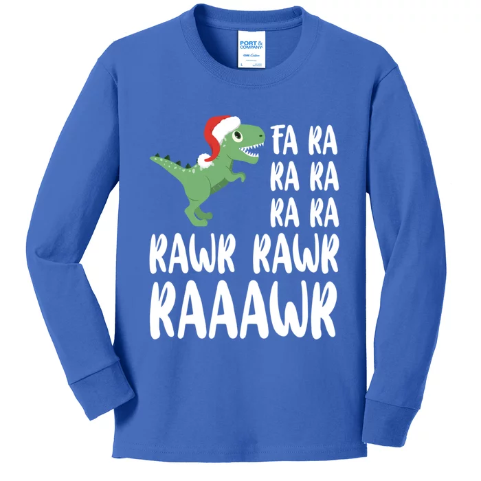 Xmas Dinosaur Funny Gift Fa Ra Ra Rawr Rawr Christmas Trex Gift Kids Long Sleeve Shirt