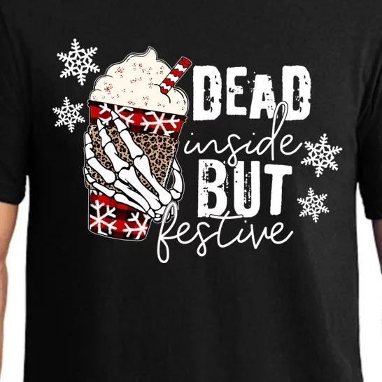 Xmas Dead Inside But Festive Funny Skeleton Hand Christmas Funny Gift Pajama Set