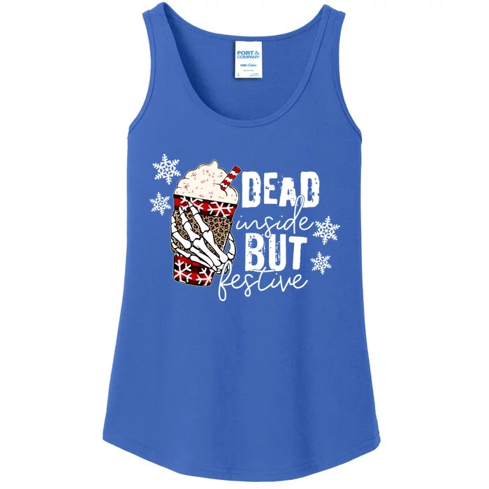 Xmas Dead Inside But Festive Funny Skeleton Hand Christmas Funny Gift Ladies Essential Tank