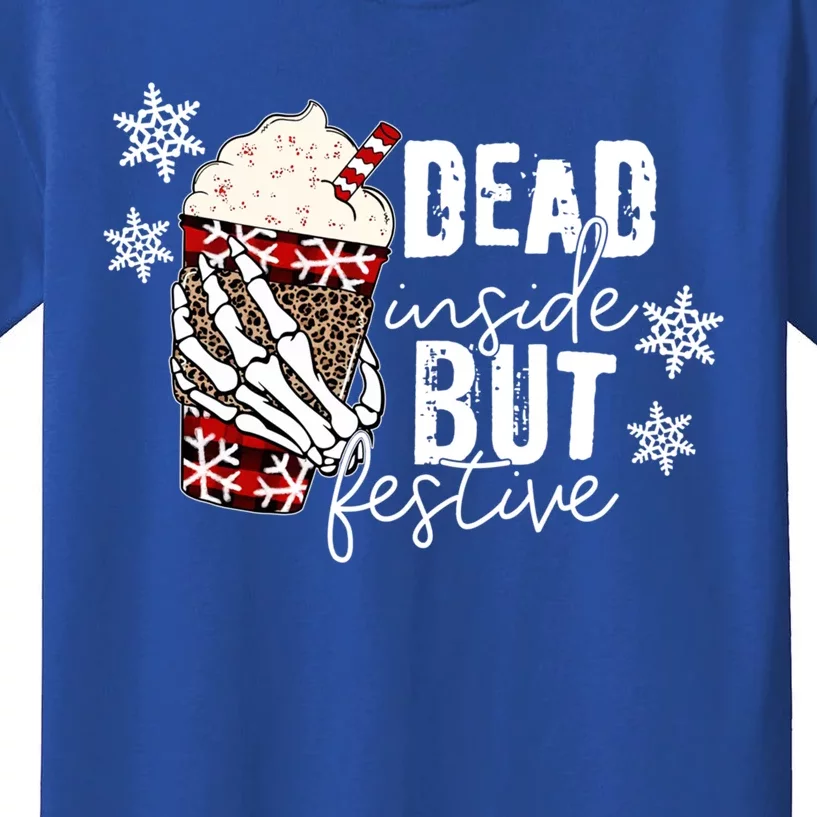 Xmas Dead Inside But Festive Funny Skeleton Hand Christmas Funny Gift Kids T-Shirt