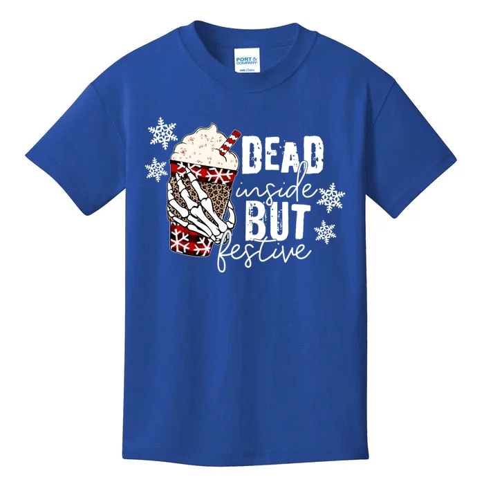 Xmas Dead Inside But Festive Funny Skeleton Hand Christmas Funny Gift Kids T-Shirt