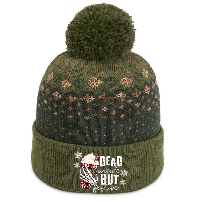 Xmas Dead Inside But Festive Funny Skeleton Hand Christmas Funny Gift The Baniff Cuffed Pom Beanie