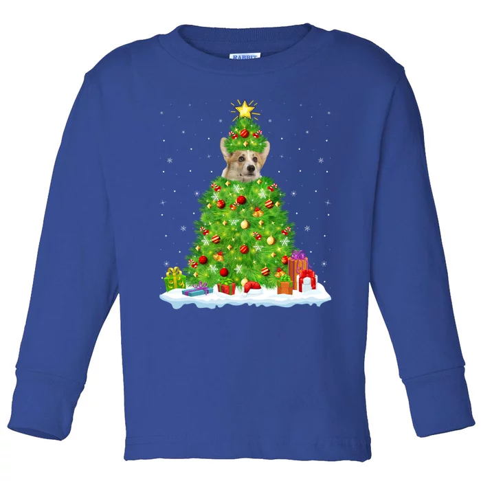 Xmas Decorations Lights Santa Corgi Dog Christmas Tree Great Gift Toddler Long Sleeve Shirt