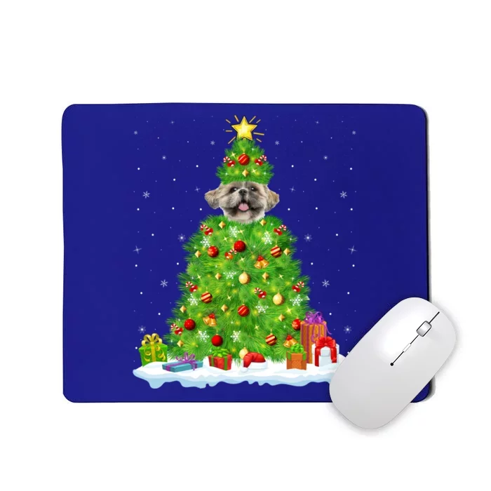 Xmas Decorations Lights Santa Shih Tzu Dog Christmas Tree Gift Mousepad