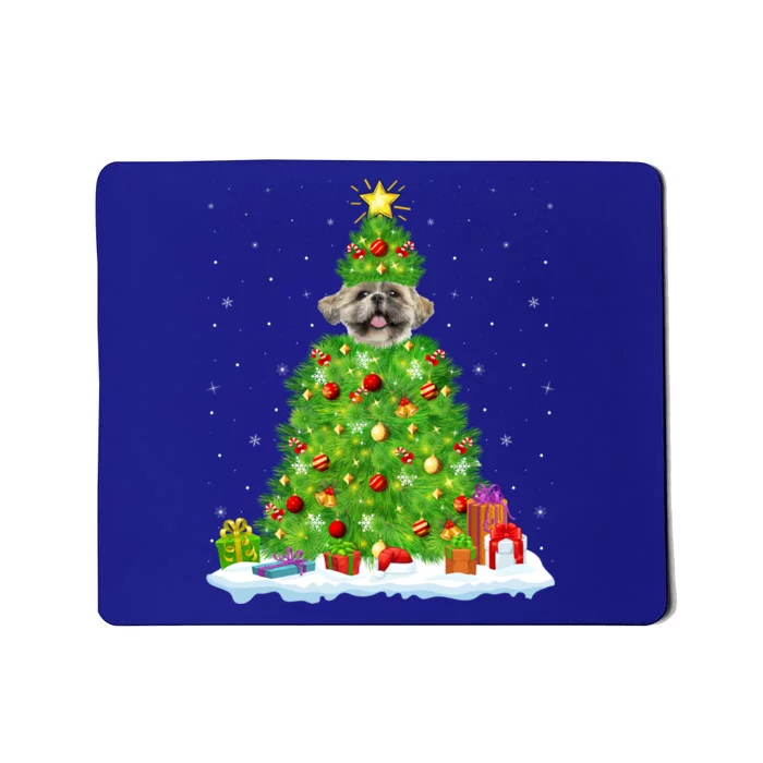 Xmas Decorations Lights Santa Shih Tzu Dog Christmas Tree Gift Mousepad