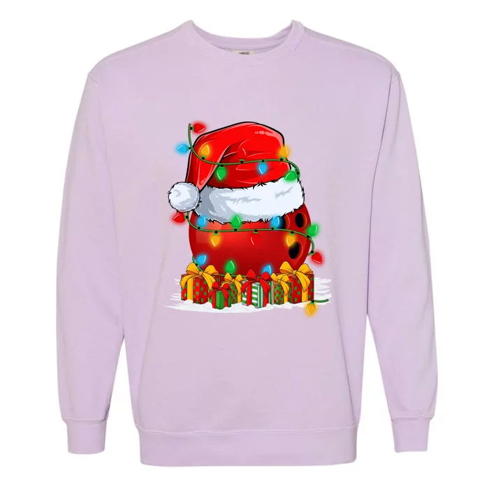 Xmas Decorations Lighting Santa Bowling Christmas Gift Garment-Dyed Sweatshirt