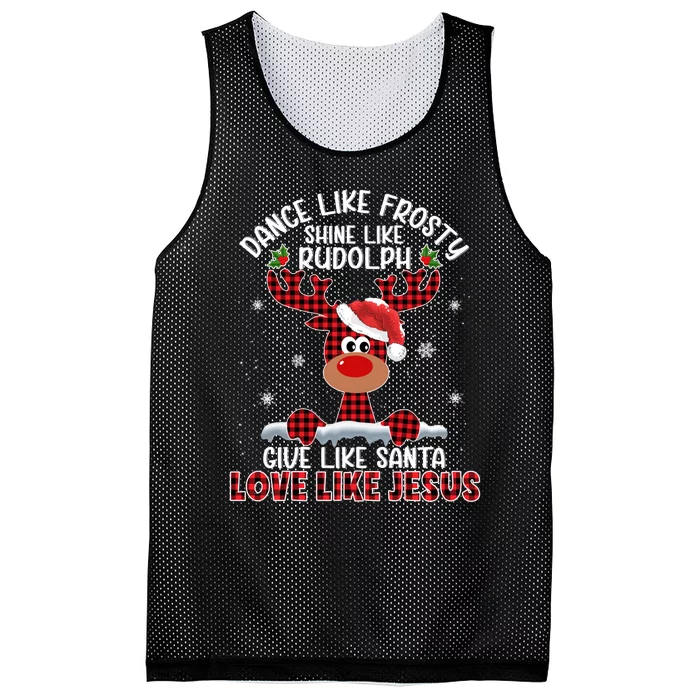 Xmas Dance Like Frosty Shine Like Rudolph Love Like Jesus Mesh Reversible Basketball Jersey Tank