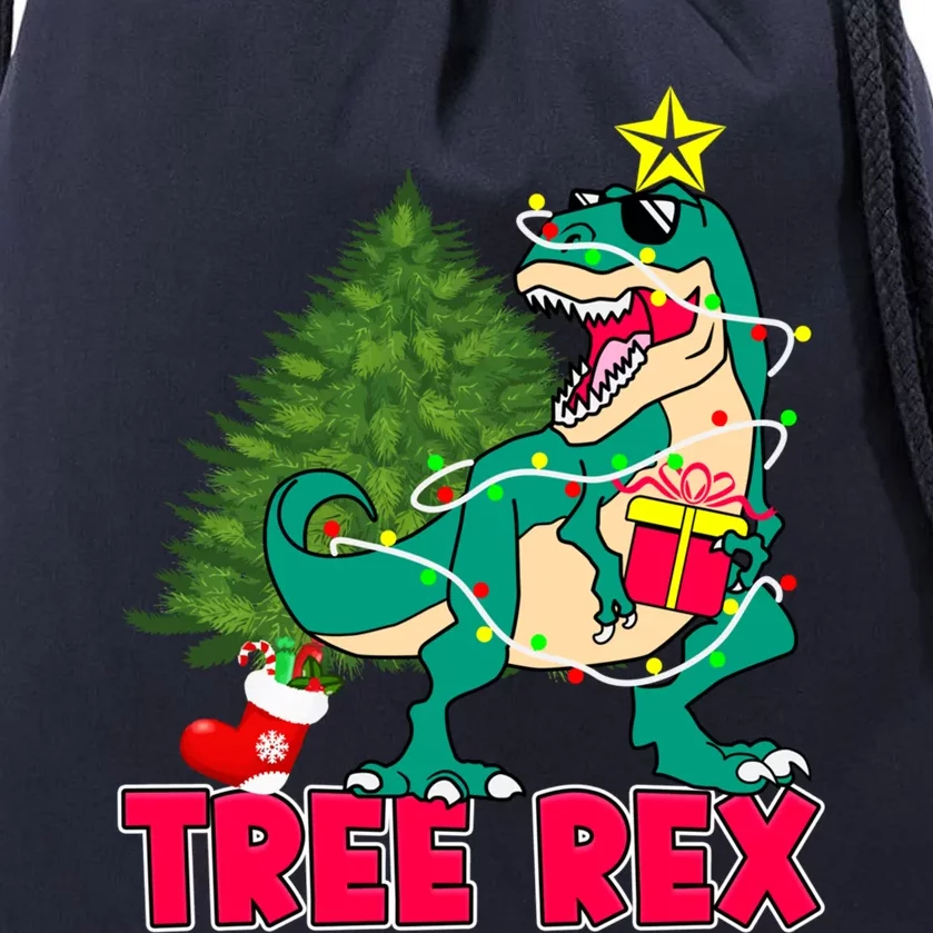 Xmas Dinosaur Merry Rexmas Trex Tree Rex Christmas Gift Drawstring Bag