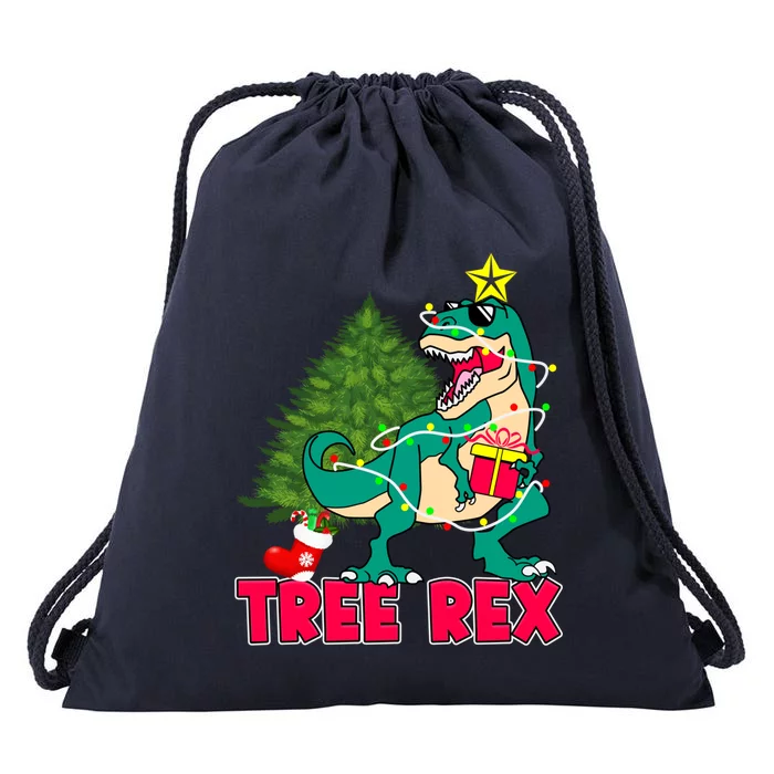 Xmas Dinosaur Merry Rexmas Trex Tree Rex Christmas Gift Drawstring Bag