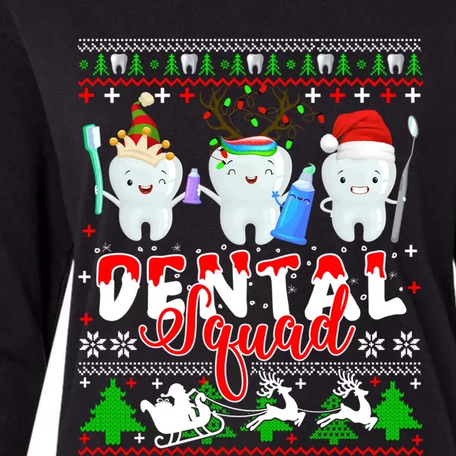 Xmas Dental Squad Teeth Hat Santa Elf Reindeer Ugly Gift Womens Cotton Relaxed Long Sleeve T-Shirt