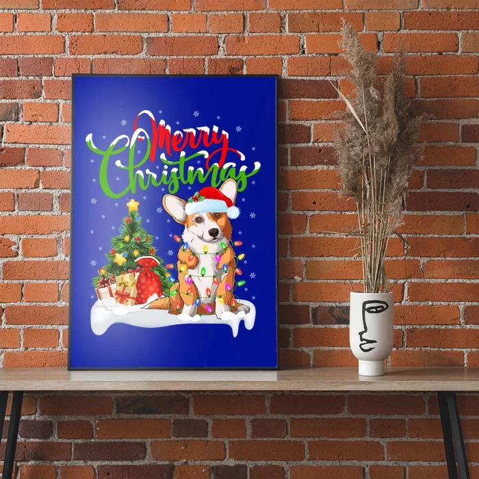 Xmas Decorations Santa Corgi Dog Christmas Funny Gift Poster