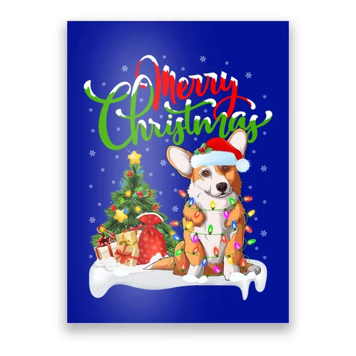 Xmas Decorations Santa Corgi Dog Christmas Funny Gift Poster