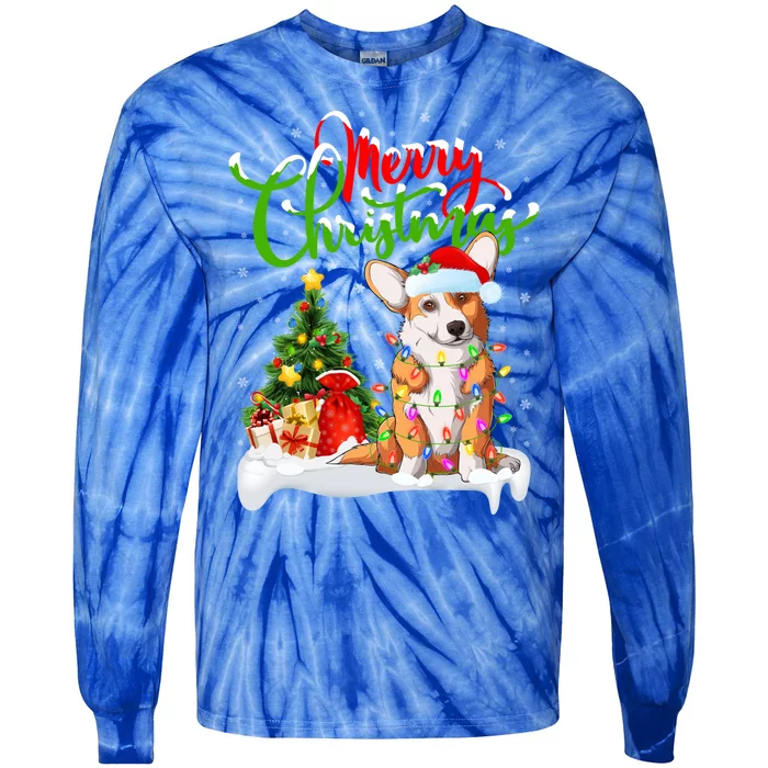 Xmas Decorations Santa Corgi Dog Christmas Funny Gift Tie-Dye Long Sleeve Shirt