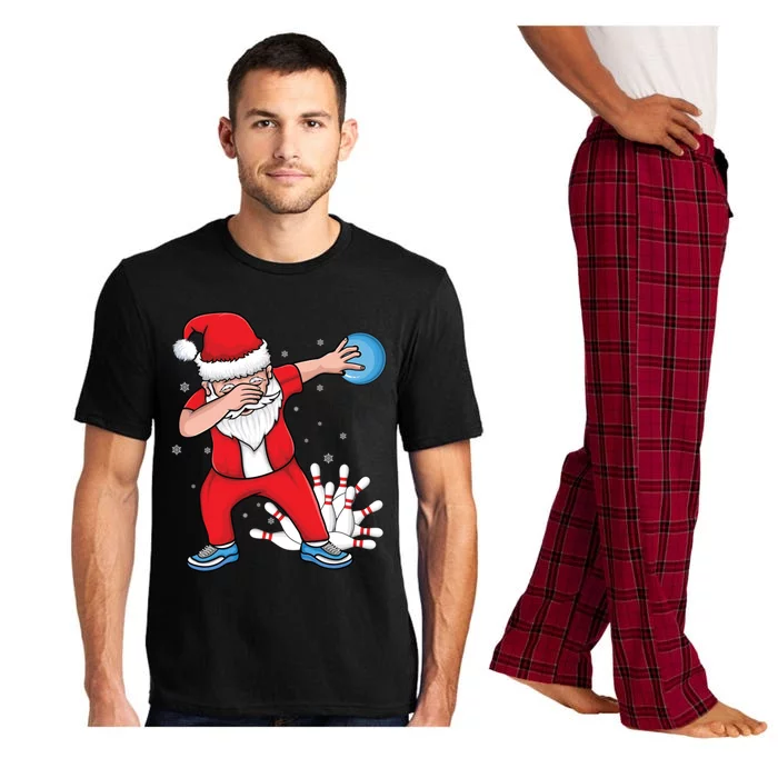 Xmas Dabbing Santa Bowling Ball And Pins Christmas Bowling Gift Pajama Set