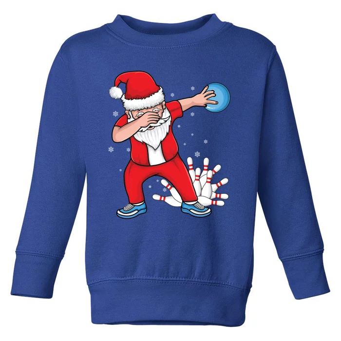 Xmas Dabbing Santa Bowling Ball And Pins Christmas Bowling Gift Toddler Sweatshirt