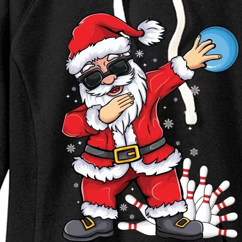 Xmas Dabbing Santa Bowling Ball And Pins Christmas Bowling Meaningful Gift Women's Fleece Hoodie