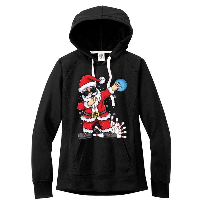 Xmas Dabbing Santa Bowling Ball And Pins Christmas Bowling Meaningful Gift Women's Fleece Hoodie