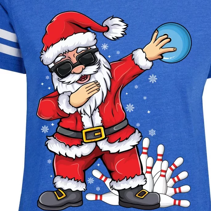 Xmas Dabbing Santa Bowling Ball And Pins Christmas Bowling Meaningful Gift Enza Ladies Jersey Football T-Shirt