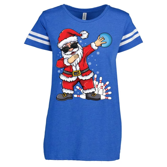 Xmas Dabbing Santa Bowling Ball And Pins Christmas Bowling Meaningful Gift Enza Ladies Jersey Football T-Shirt