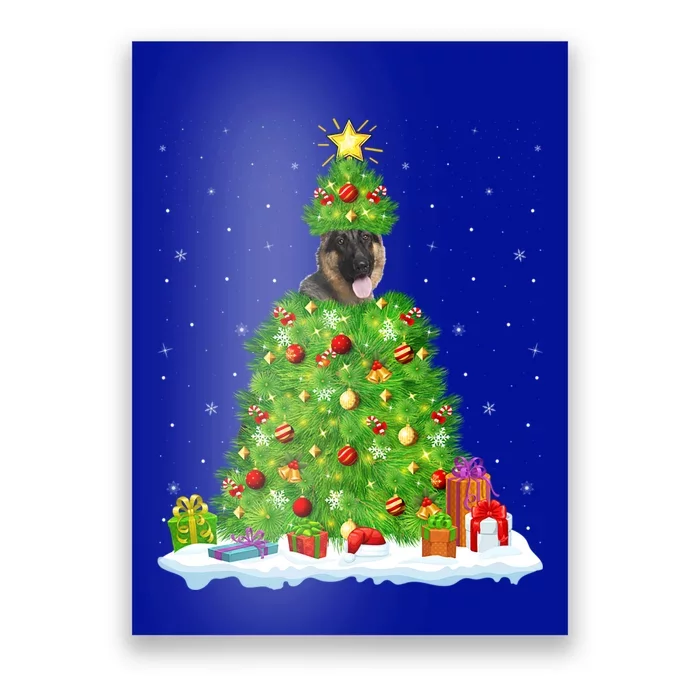 Xmas Decorations Santa Ger Shepherd Dog Christmas Tree Great Gift Poster