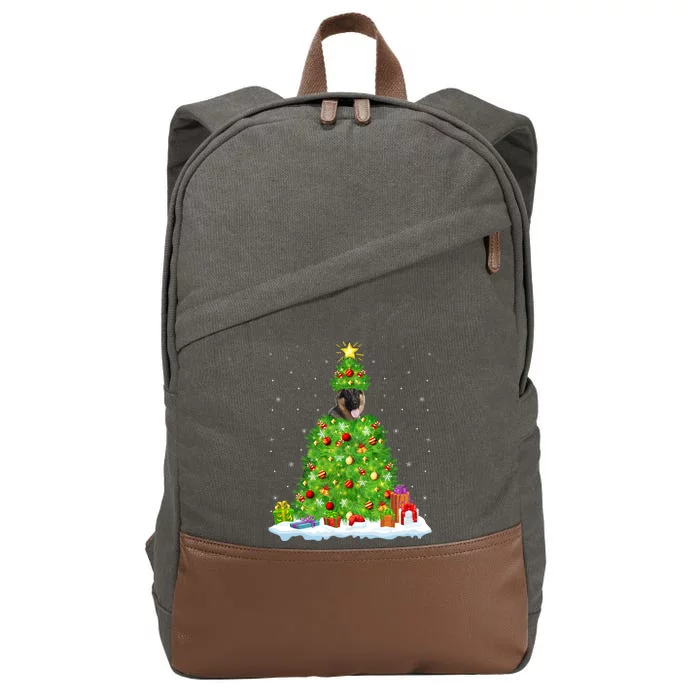 Xmas Decorations Santa Ger Shepherd Dog Christmas Tree Great Gift Cotton Canvas Backpack