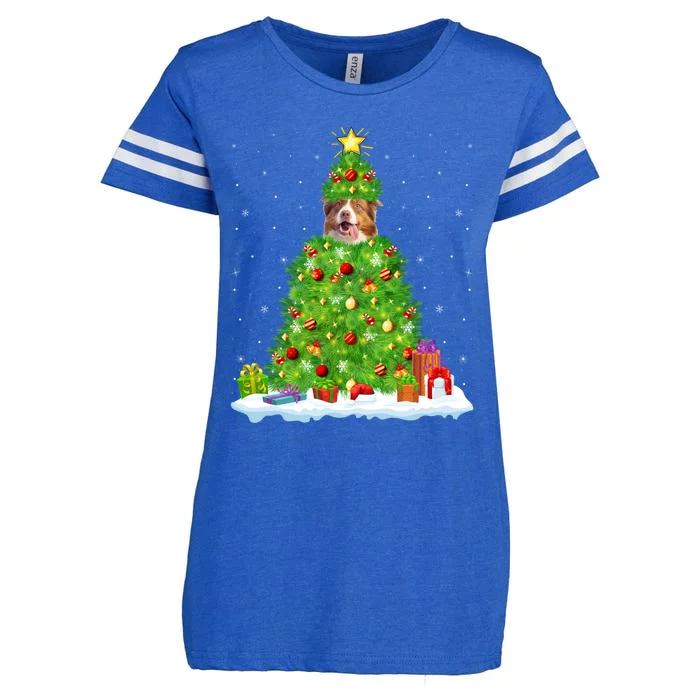 Xmas Decoration Santa Australian Shepherd Dog Christmas Tree Cute Gift Enza Ladies Jersey Football T-Shirt