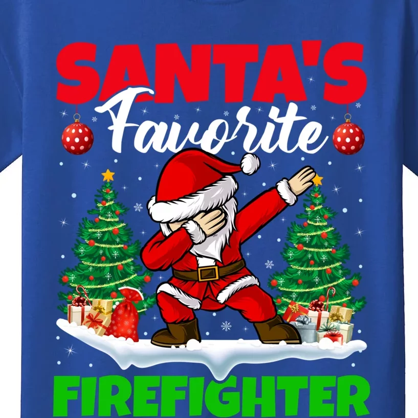 Xmas Dabbing Santas Favorite Firefighter Christmas Cool Gift Kids T-Shirt