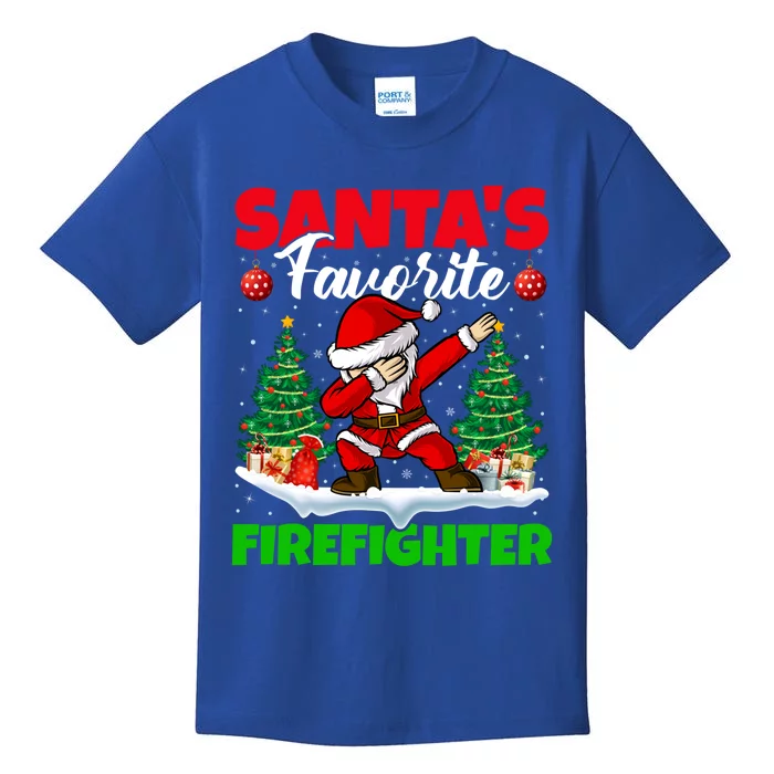 Xmas Dabbing Santas Favorite Firefighter Christmas Cool Gift Kids T-Shirt