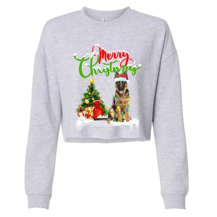 Xmas Decorations Santa Ger Shepherd Dog Christmas Gift Cropped Pullover Crew