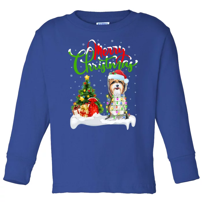 Xmas Decorations Santa Yorkshire Terrier Dog Christmas Gift Toddler Long Sleeve Shirt