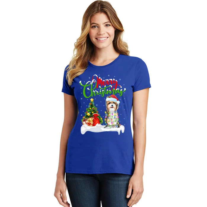 Xmas Decorations Santa Yorkshire Terrier Dog Christmas Gift Women's T-Shirt