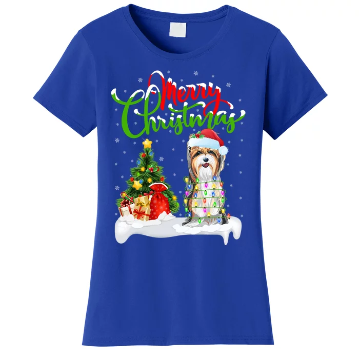 Xmas Decorations Santa Yorkshire Terrier Dog Christmas Gift Women's T-Shirt