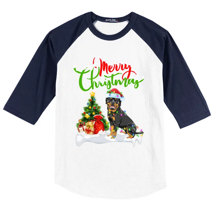 Xmas Decorations Santa Rottweiler Dog Christmas Cool Gift Baseball Sleeve Shirt